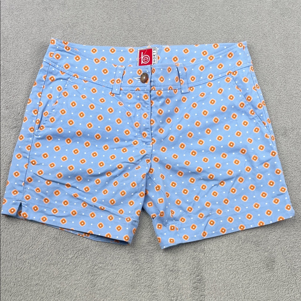 BE Shorts XS Light Blue and Orange Patterned Women's‎ Cotton Stretch Shorts